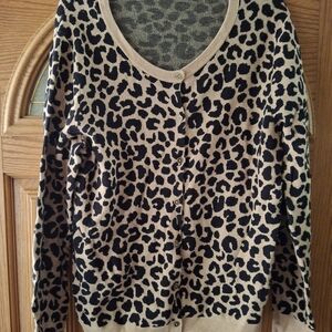 a new day Beige and Black Leopard Print Button-Front Cardigan